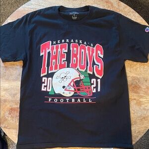 Champion Black Nebraska The Boys Football Tee Barstool